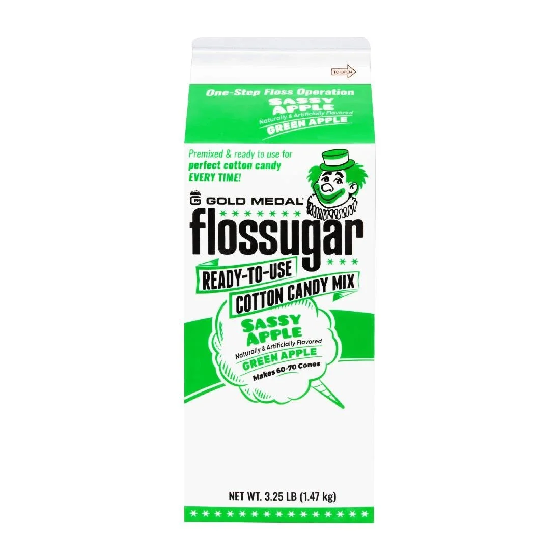 Flossugar Green Apple Ready to Use Cotton Candy Mix 1.47kg - Image 1