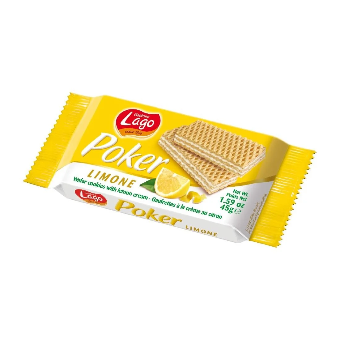 Gastone Lago Poker Lemon Cream Wafers 45g (20 Pack)