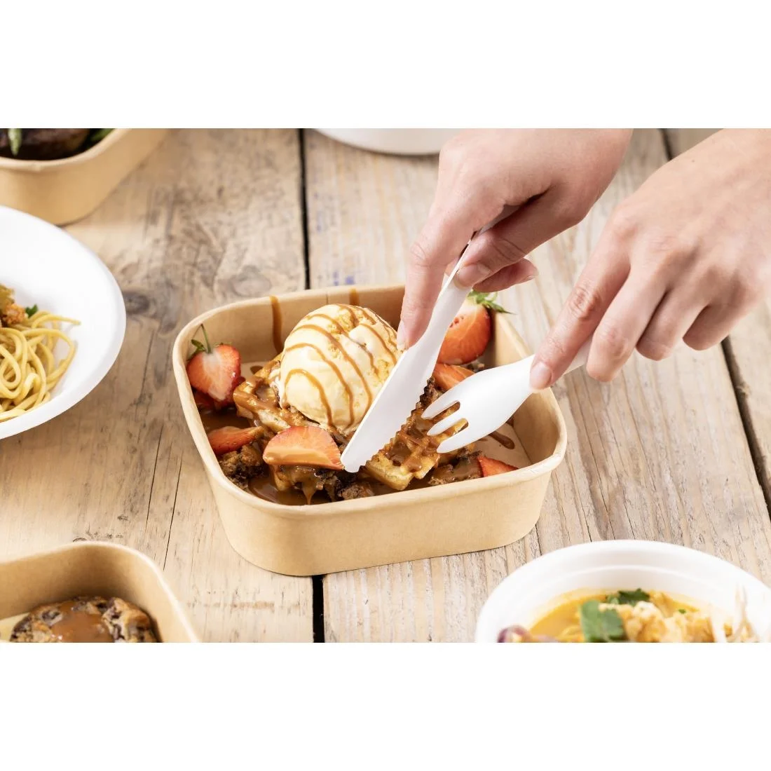 Fiesta Compostable Paper Forks 155mm (100 Pack) - Image 6
