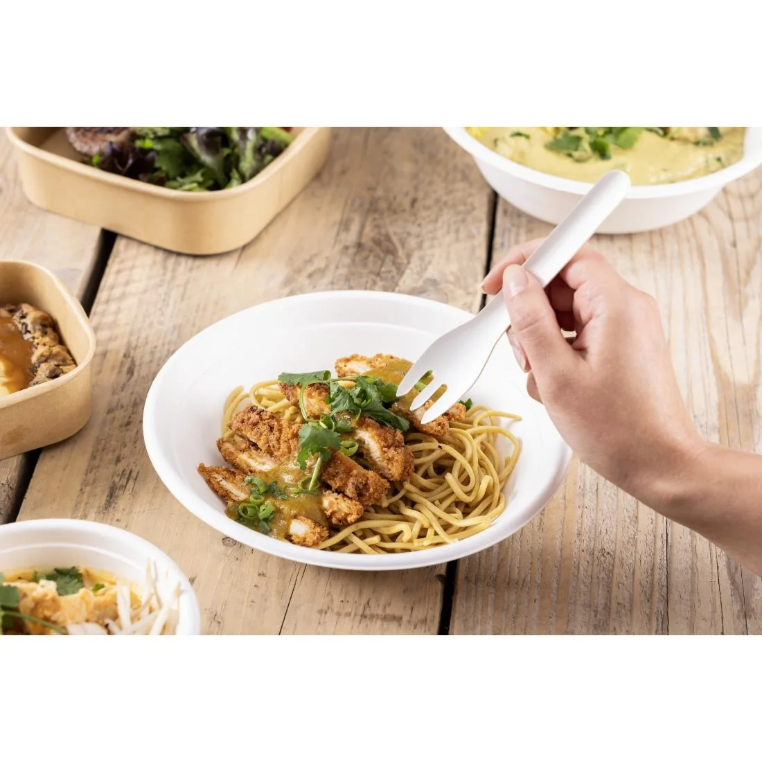 Fiesta Compostable Paper Forks 155mm (100 Pack) - Image 7