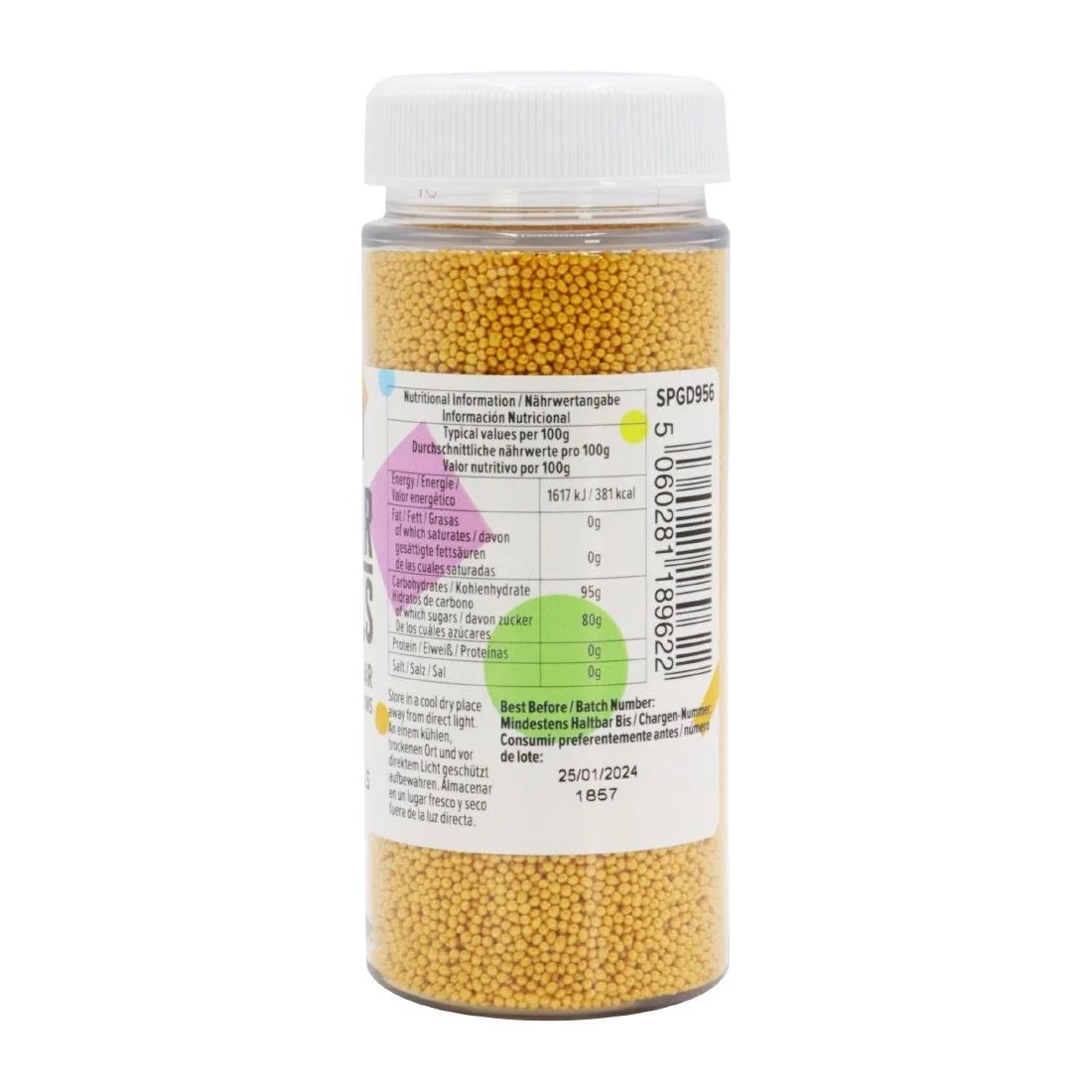 PME Sugar Pearls Nonpareils 100g - Gold - Image 2
