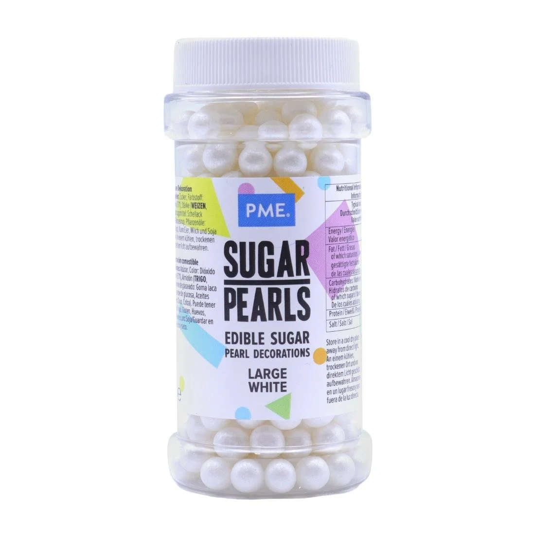PME Large Sugar Pearls 90g - White - Image 1