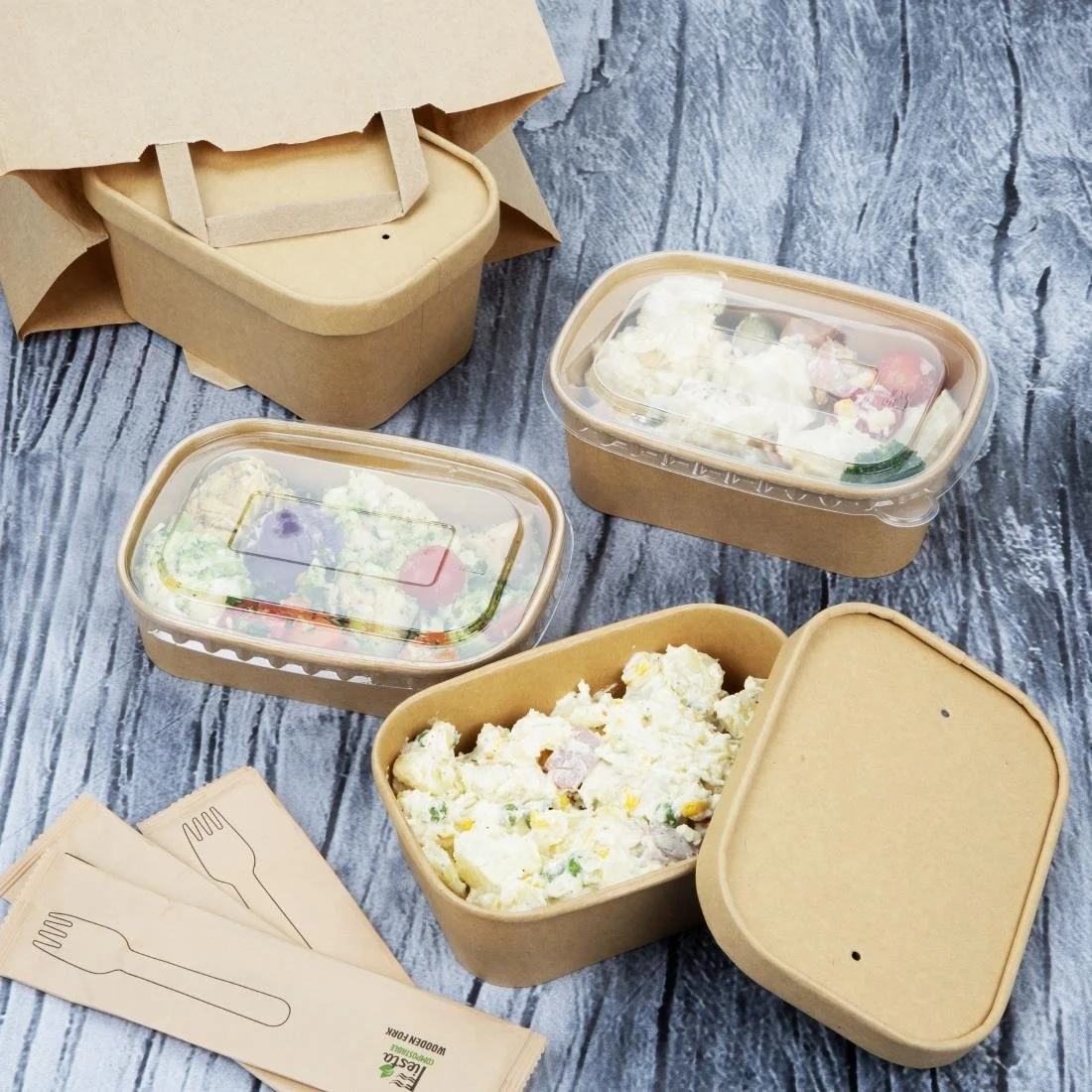 Fiesta Recyclable Paper Lids for Rectangular Containers (300 Pack) - Image 7