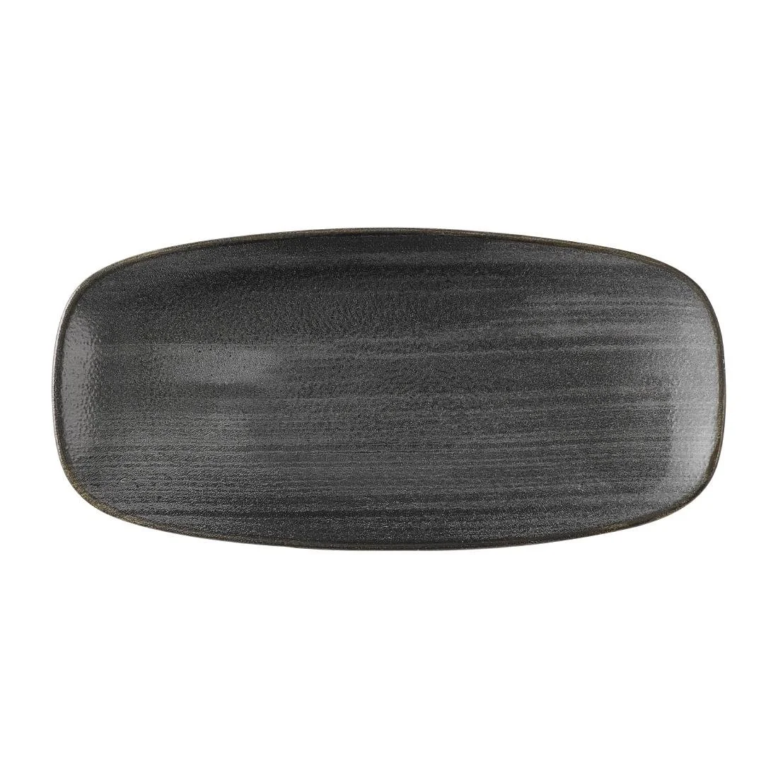 Churchill Stonecast Raw Black Chefs Oblong Plates 270 x 127mm (12 Pack) - Image 1