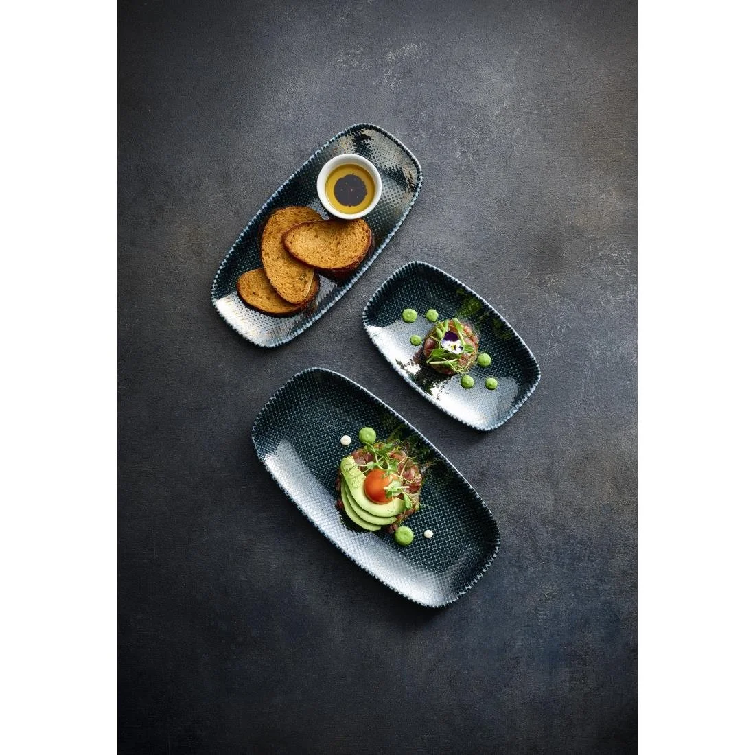 Churchill Studio Prints Astro Metallic Blue Chefs Oblong Plates 280x 152mm (12 Pack) - Image 2