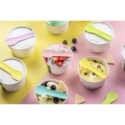 Vegware Compostable Paper Ice-Cream Spoon Tutti Frutti 90mm (2000 Pack) - Image 1