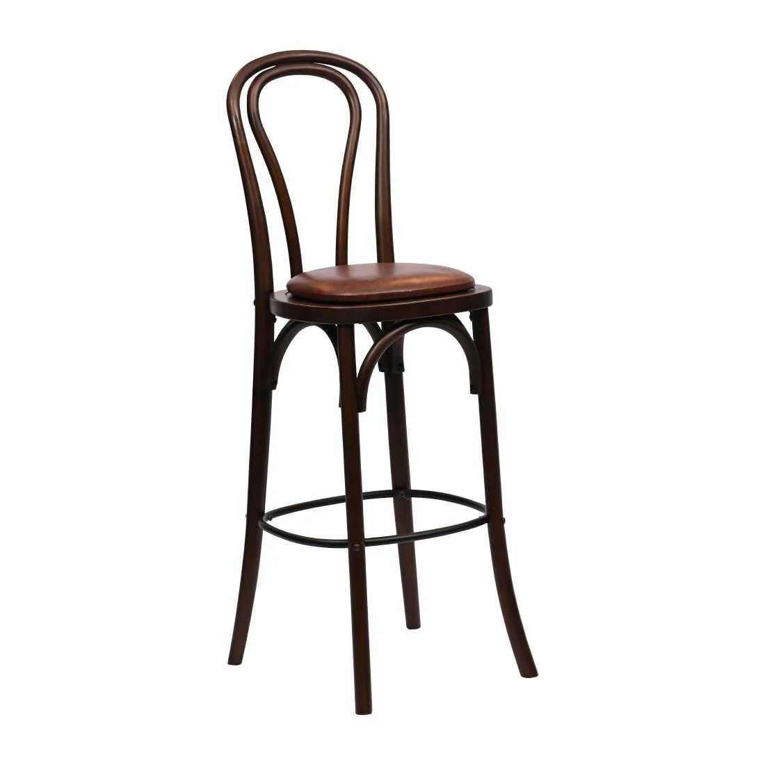 Hoop Back Bar Chair in Dark Walnut with Bison Espresso Seat - Image 1