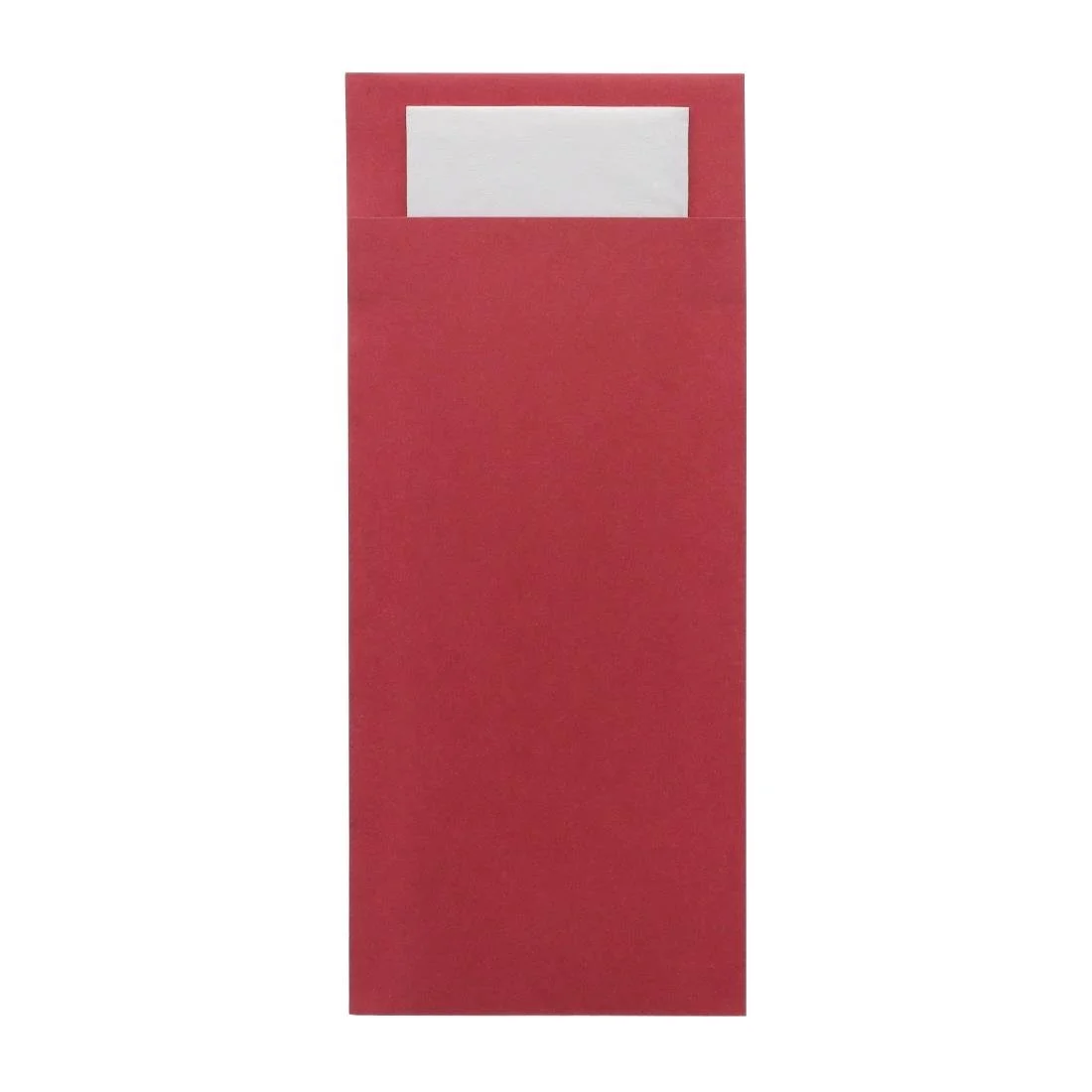 Europochette Classic Size Beet Red Cutlery Pouch with White 2ply Napkin (500 Pack) - Image 1