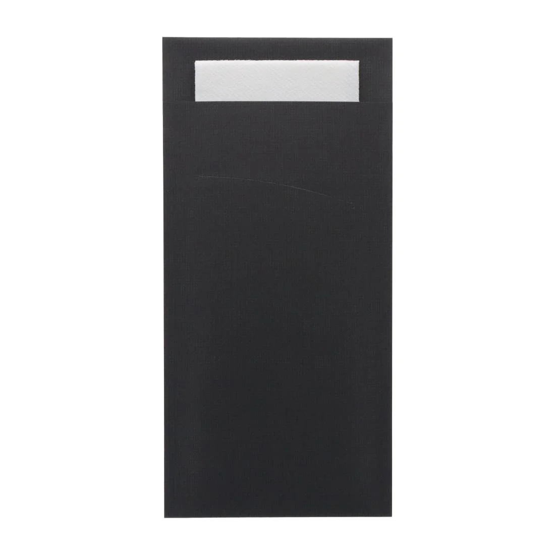 Europochette Extra Size Black Cutlery Pouch with White Airlaid Napkin (200 Pack) - Image 1