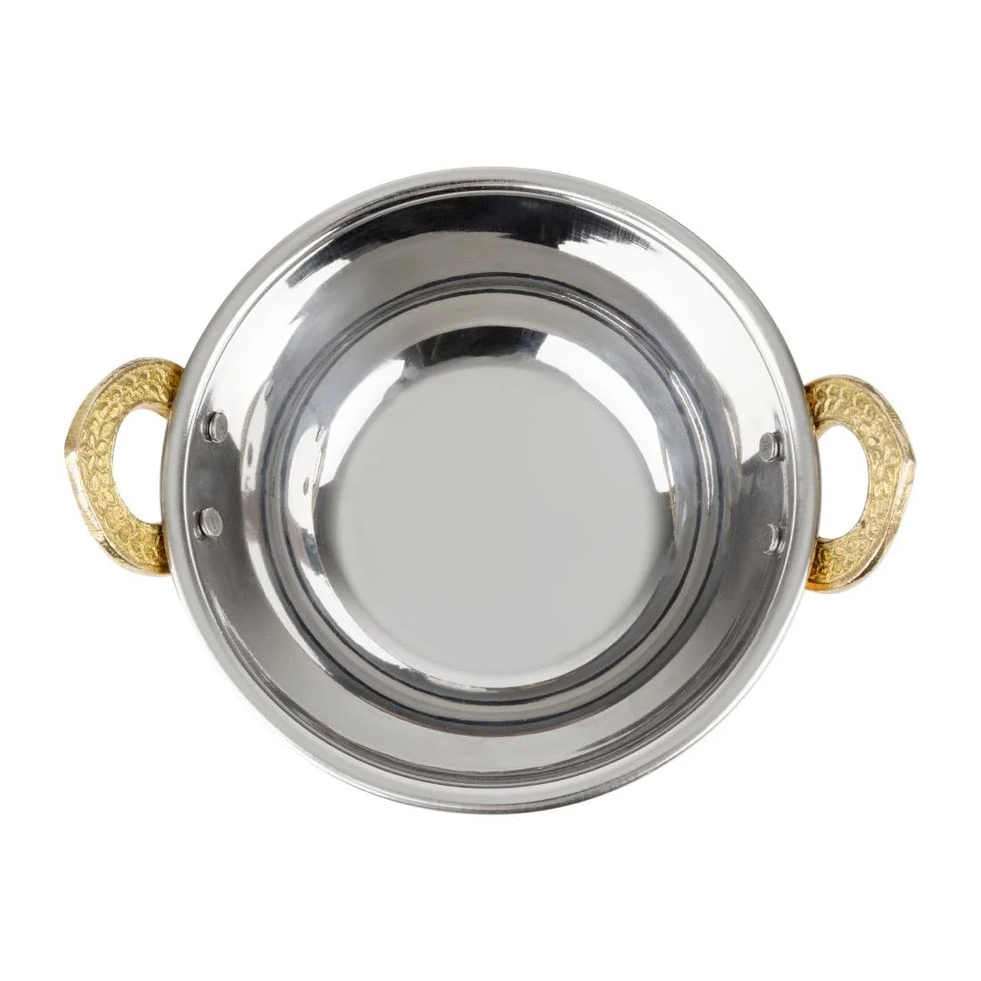 Olympia Copper Kadai Dish Stainless Steel Brass Handles 400ml - Image 6