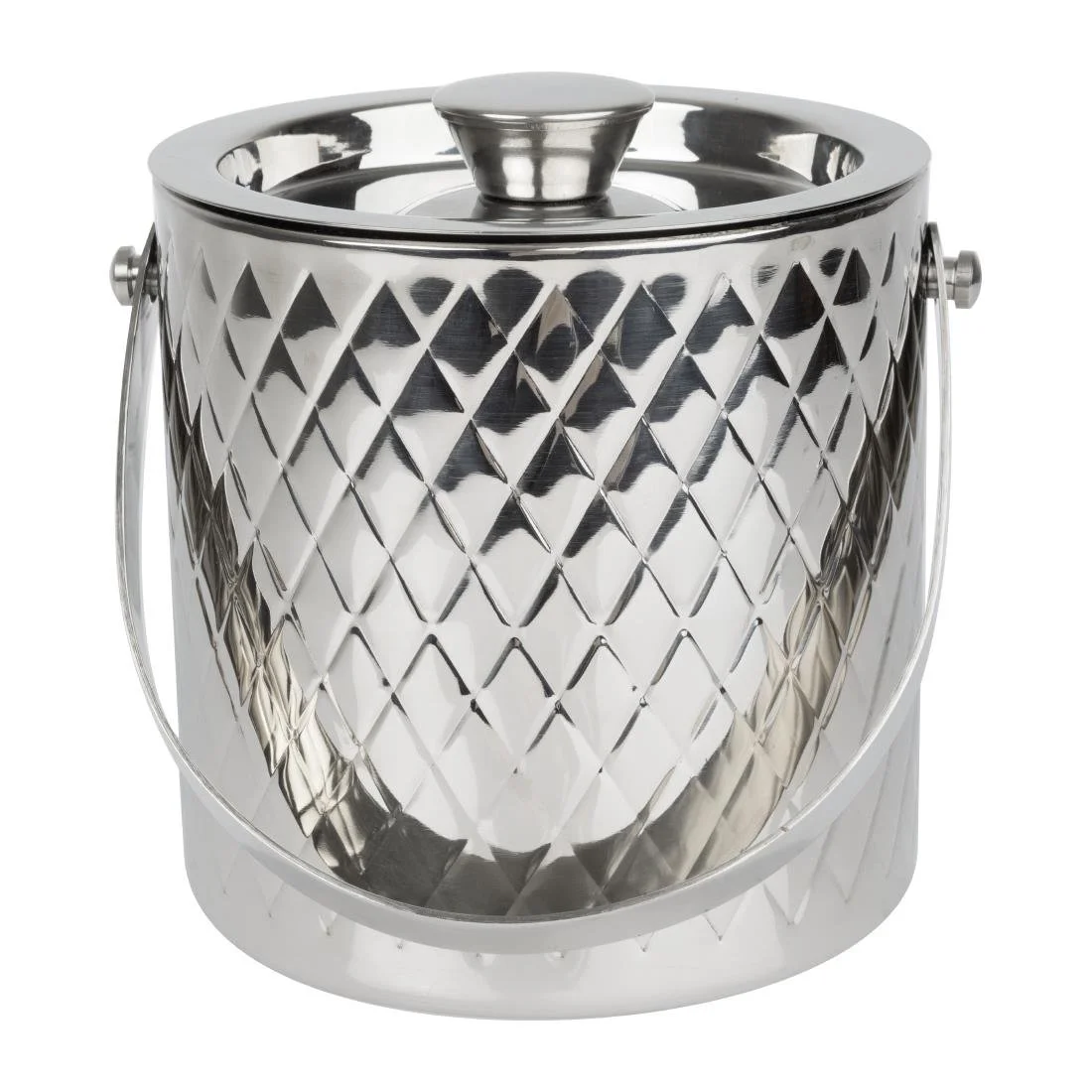 Olympia Geo Double Wall Ice Bucket Stainless Steel 1950ml - Image 2