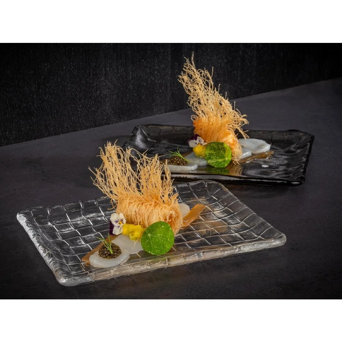 APS Takashi Sushi Board Clear Glass 230x180mm - Image 2