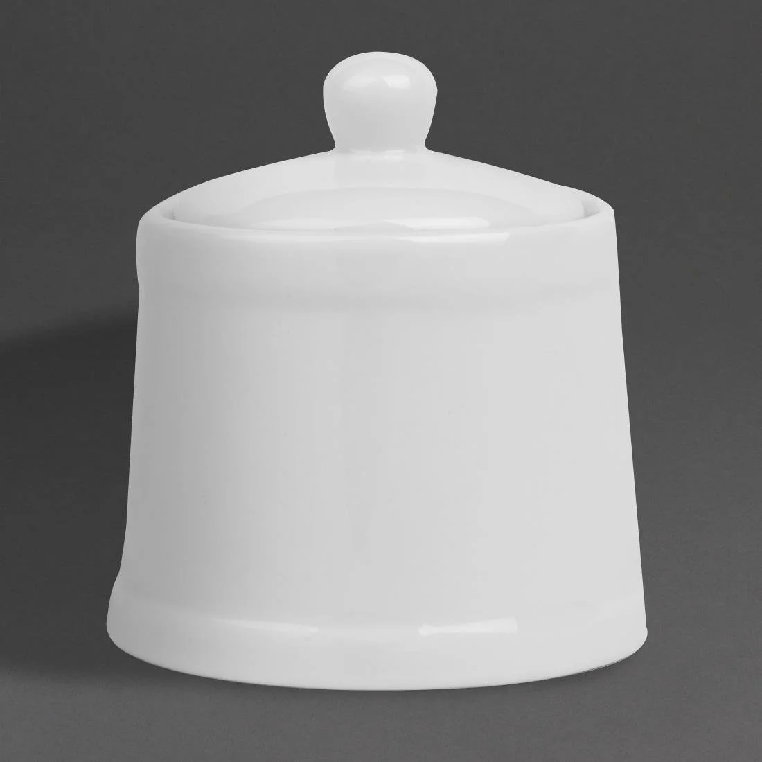 Olympia Whiteware Pier Sugar Bowls with Lids 250ml (6 Pack) - Image 1