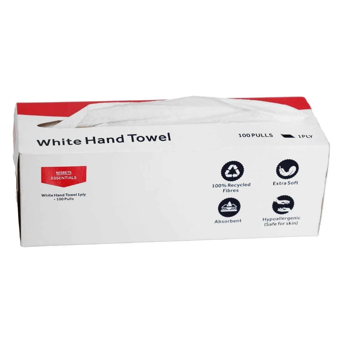 Nisbets Essentials White Hand Towels 1ply - 100 Sheets (36 Pack) - Image 1