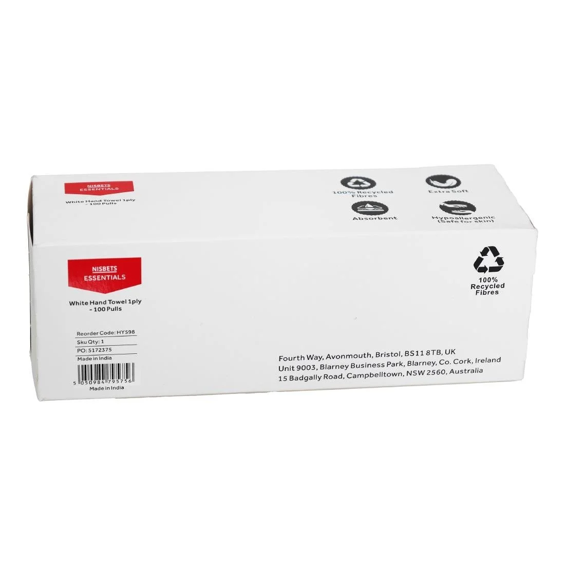 Nisbets Essentials White Hand Towels 1ply - 100 Sheets (36 Pack) - Image 2