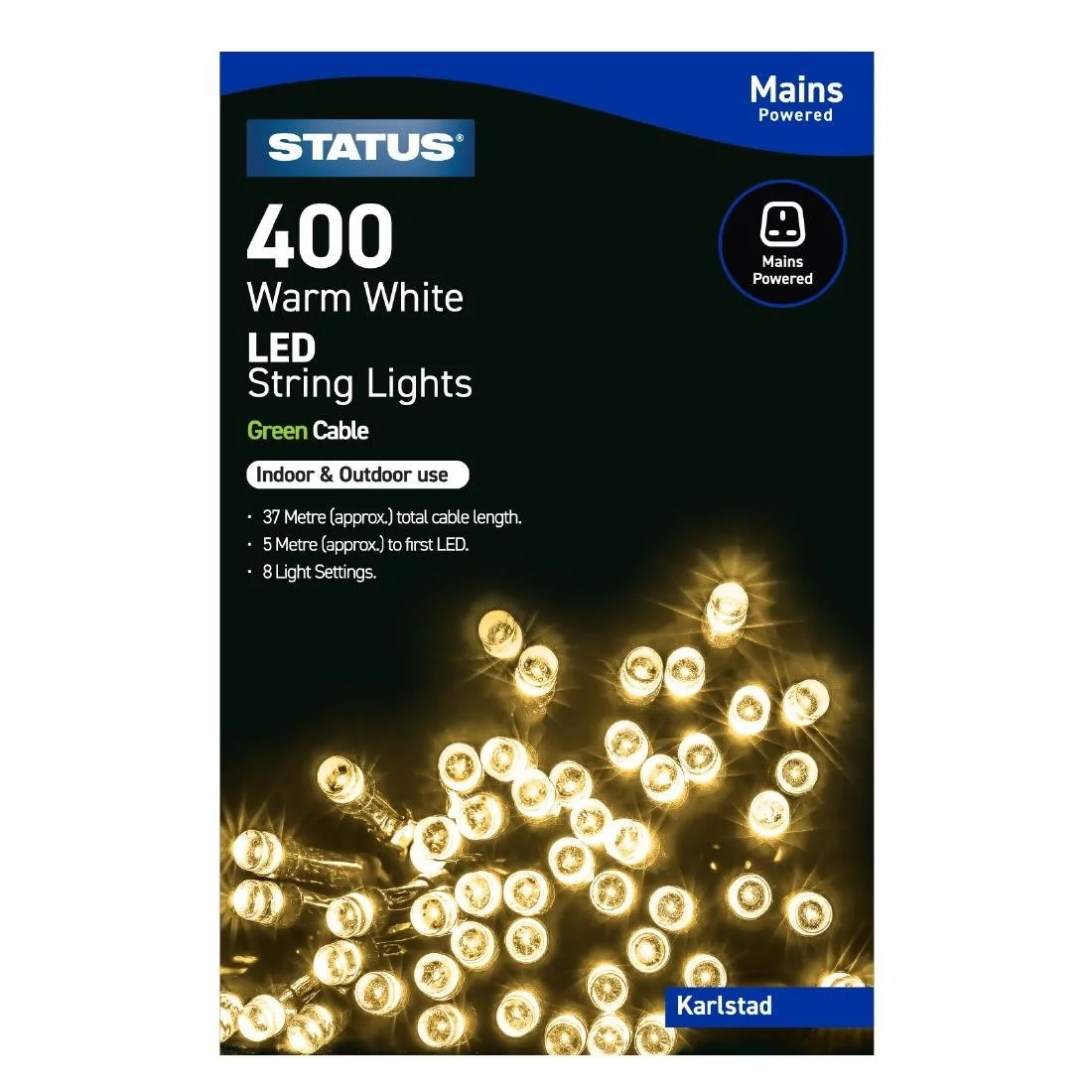 Status Karlstad 400 Warm White LED Indoor/Outdoor String Lights - Image 1