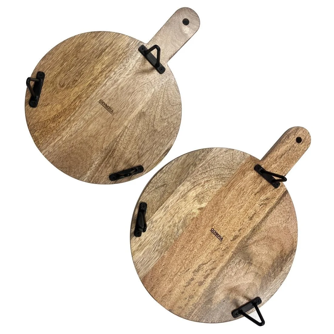 Olympia Round Handled Display Stand Mango Wood with Metal Legs 400x300x80mm - Image 3