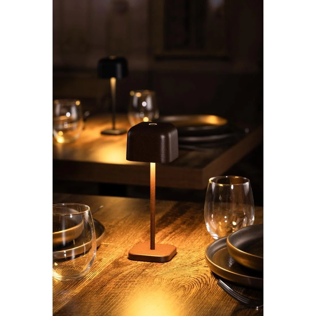 Olympia Lucca Table Lamp Squared Dome Chestnut 200mm - Image 7