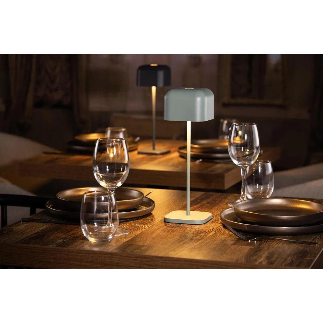 Olympia Lucca Table Lamp Squared Dome Sage 300mm - Image 6