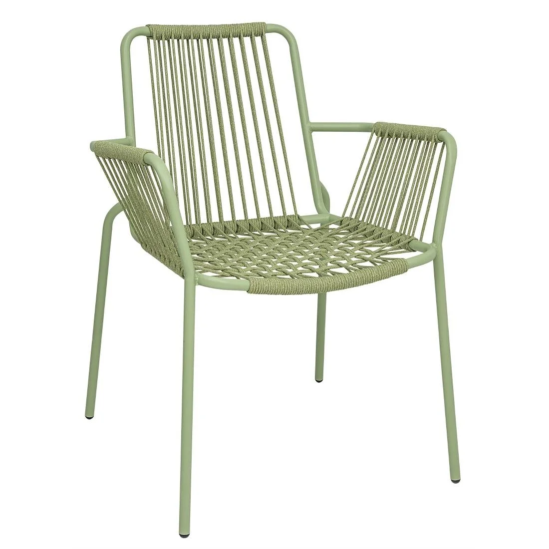Bolero Melbourne Rope Design Arm Chairs Light Green (4 Pack) - Image 1