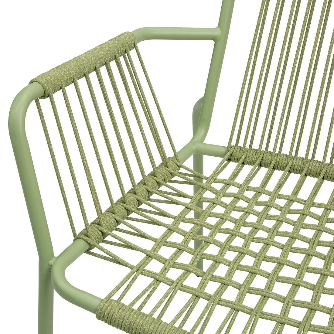 Bolero Melbourne Rope Design Arm Chairs Light Green (4 Pack) - Image 4