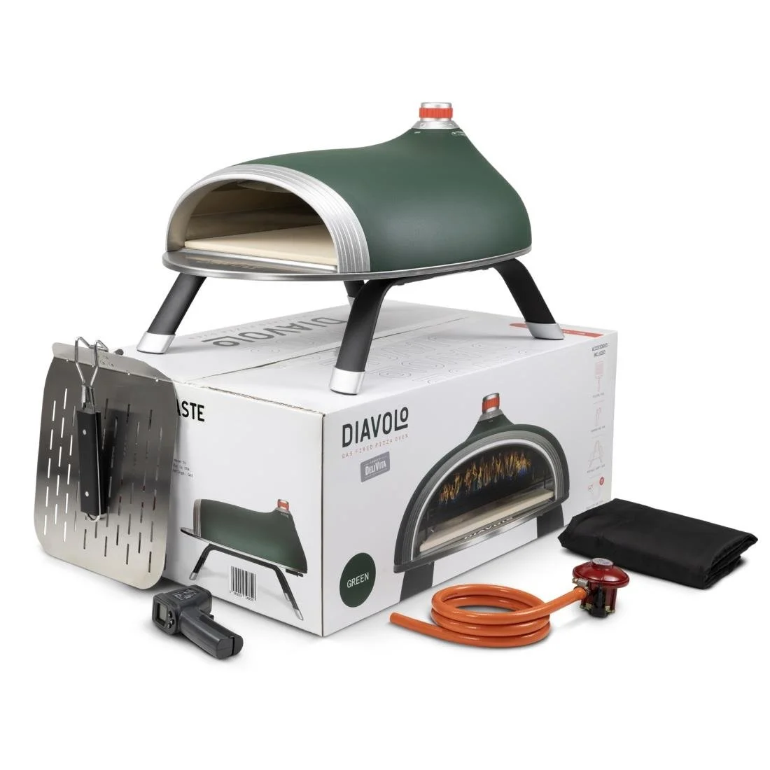 Diavolo Pizza Oven Bundle Green (Oven, Regulator, Peel, Carry Handle, Temp Gun) - Image 2