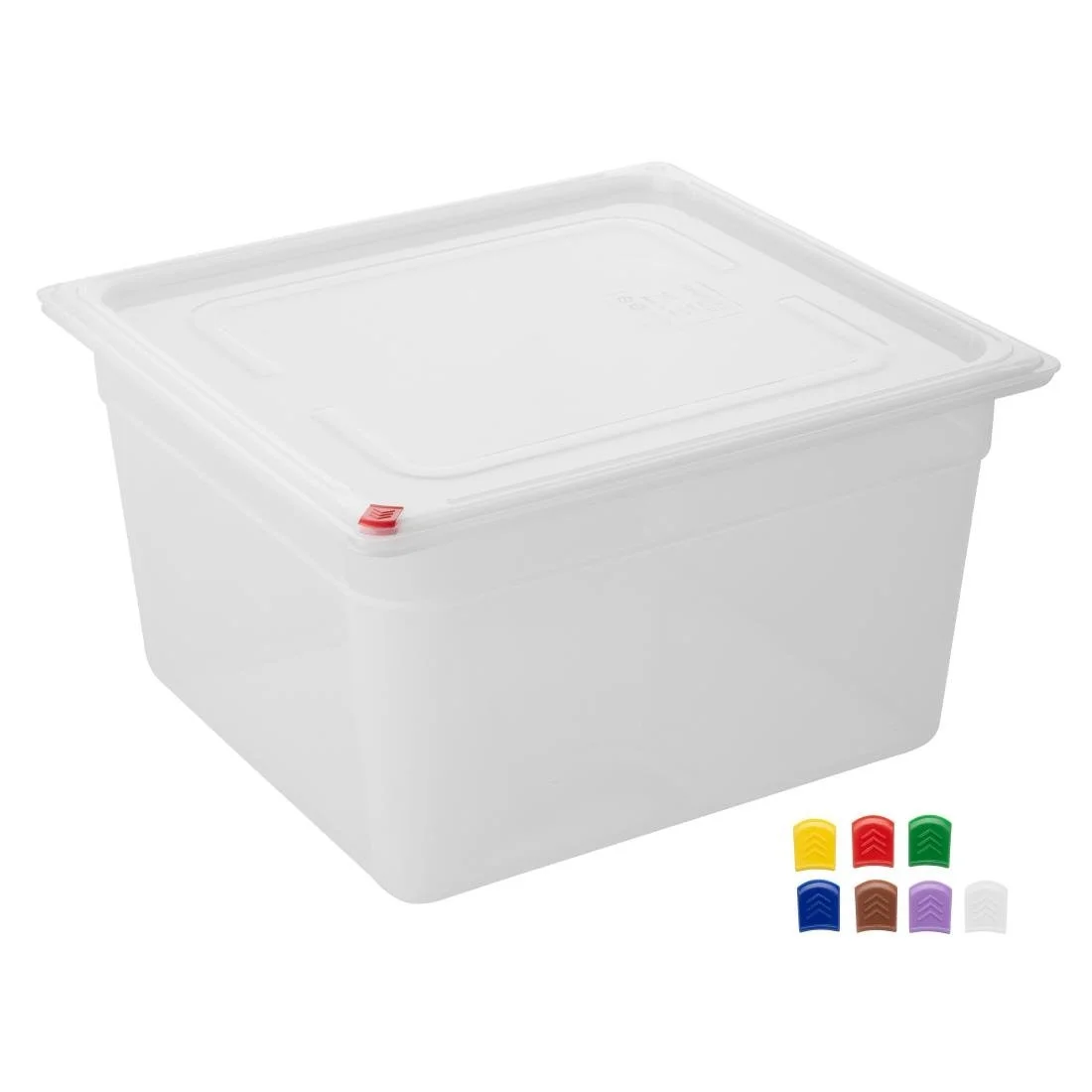 Hygiplas Click PP GN Container 2/3 with Lid & 7 Colour Clips 200mm 16.1Ltr (4 Pack) - Image 2