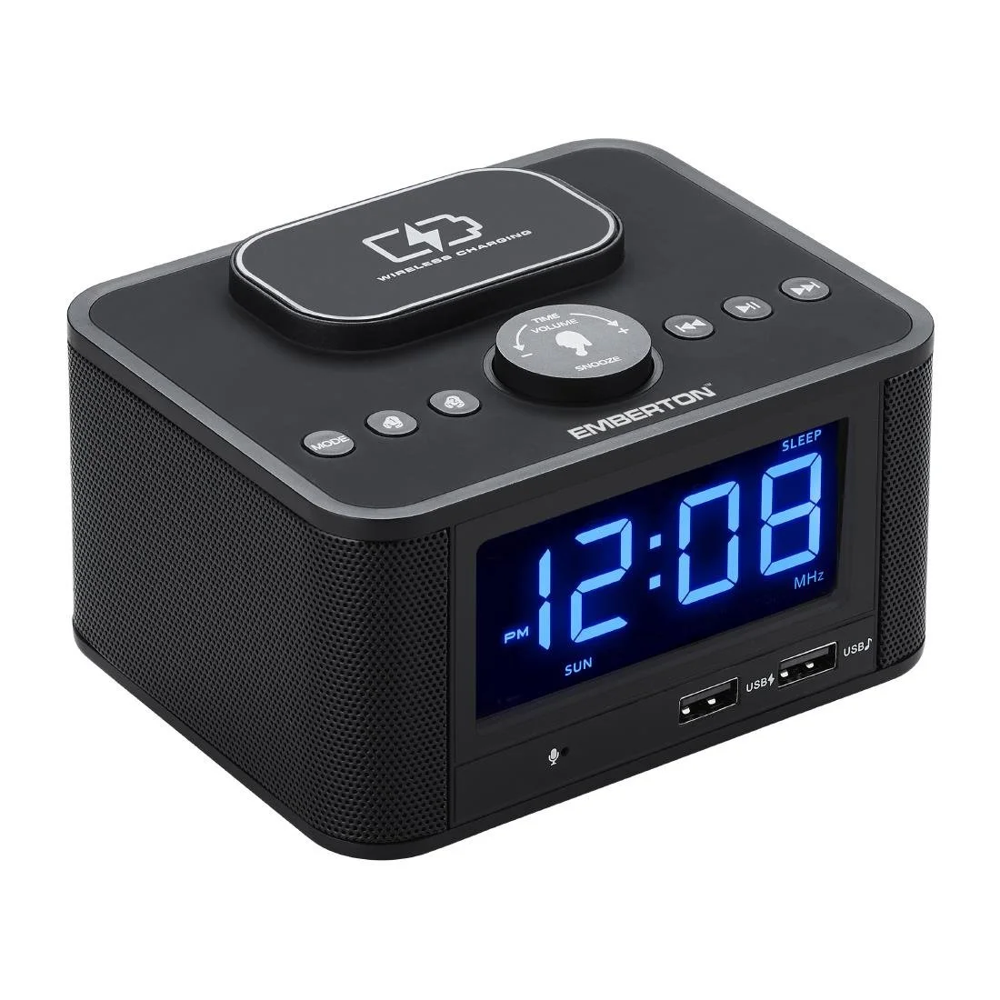 Emberton Bodmin Multi-Function Alarm Clock with Wireless Charging & Speaker - Image 1