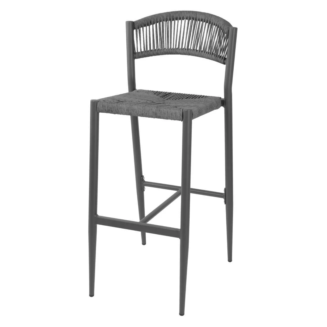Bolero Eden PE Twist Rattan Outdoor Bar Stool Charcoal (2 Pack) - Image 1