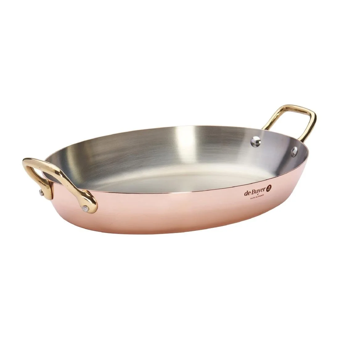 De Buyer Inocuivre Oval Dish with Brass Handles 32cm - Image 1