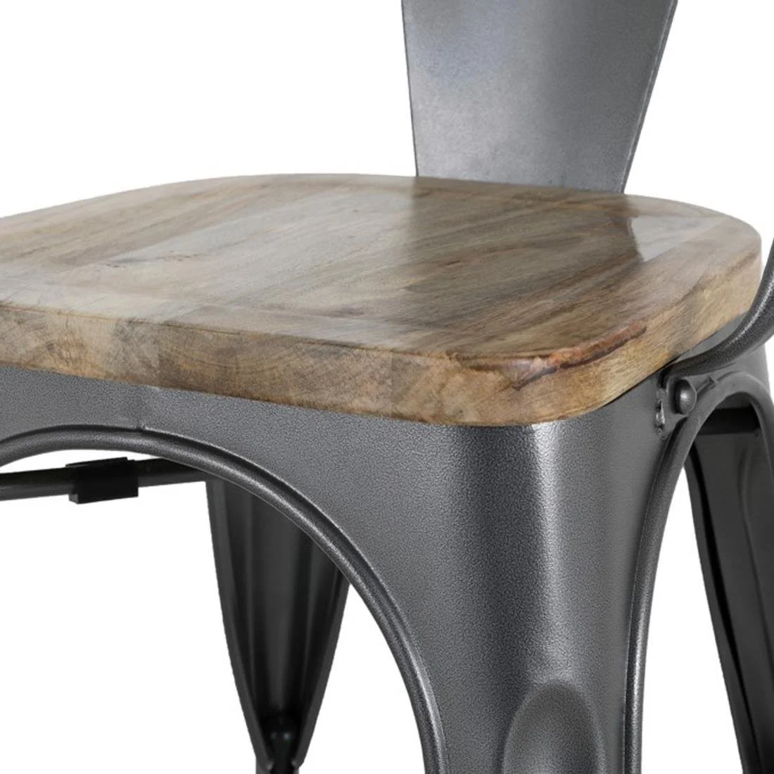 Bolero Bistro Curve Armchairs with Wooden Seat Pad Gunmetal (4 Pack) - Image 3