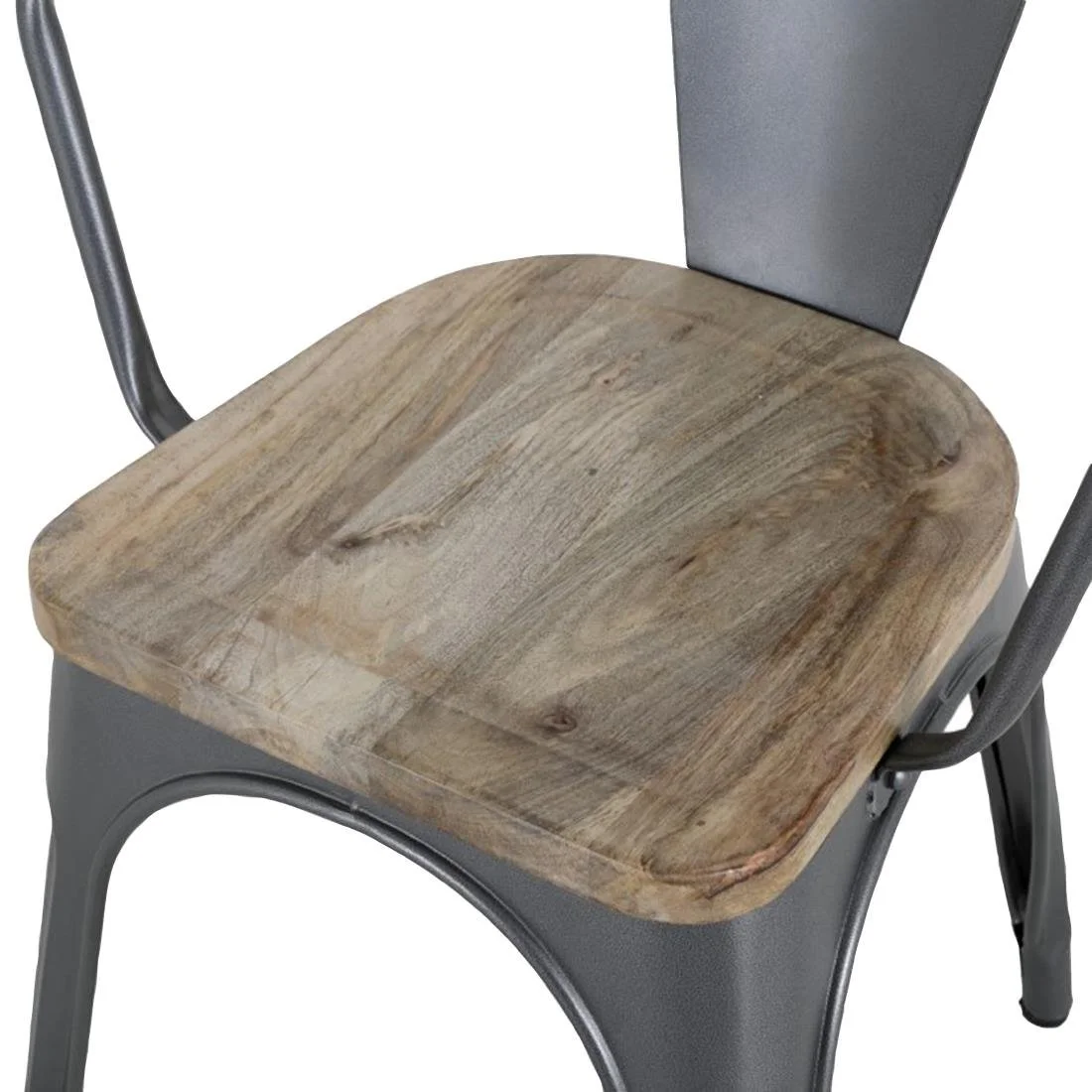 Bolero Bistro Curve Armchairs with Wooden Seat Pad Gunmetal (4 Pack) - Image 4