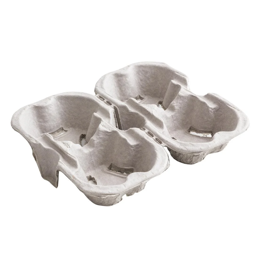 Vegware Moulded Pulp Fibre Splitable 4-Cup Carry Trays (160 Pack) - Image 1