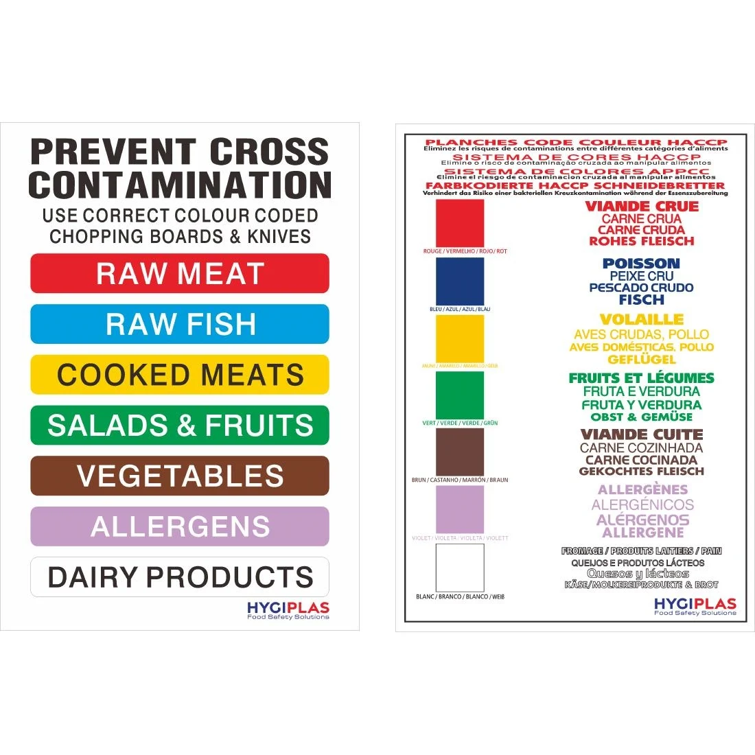 Hygiplas Standard Low Density Chopping Board Set with Rack