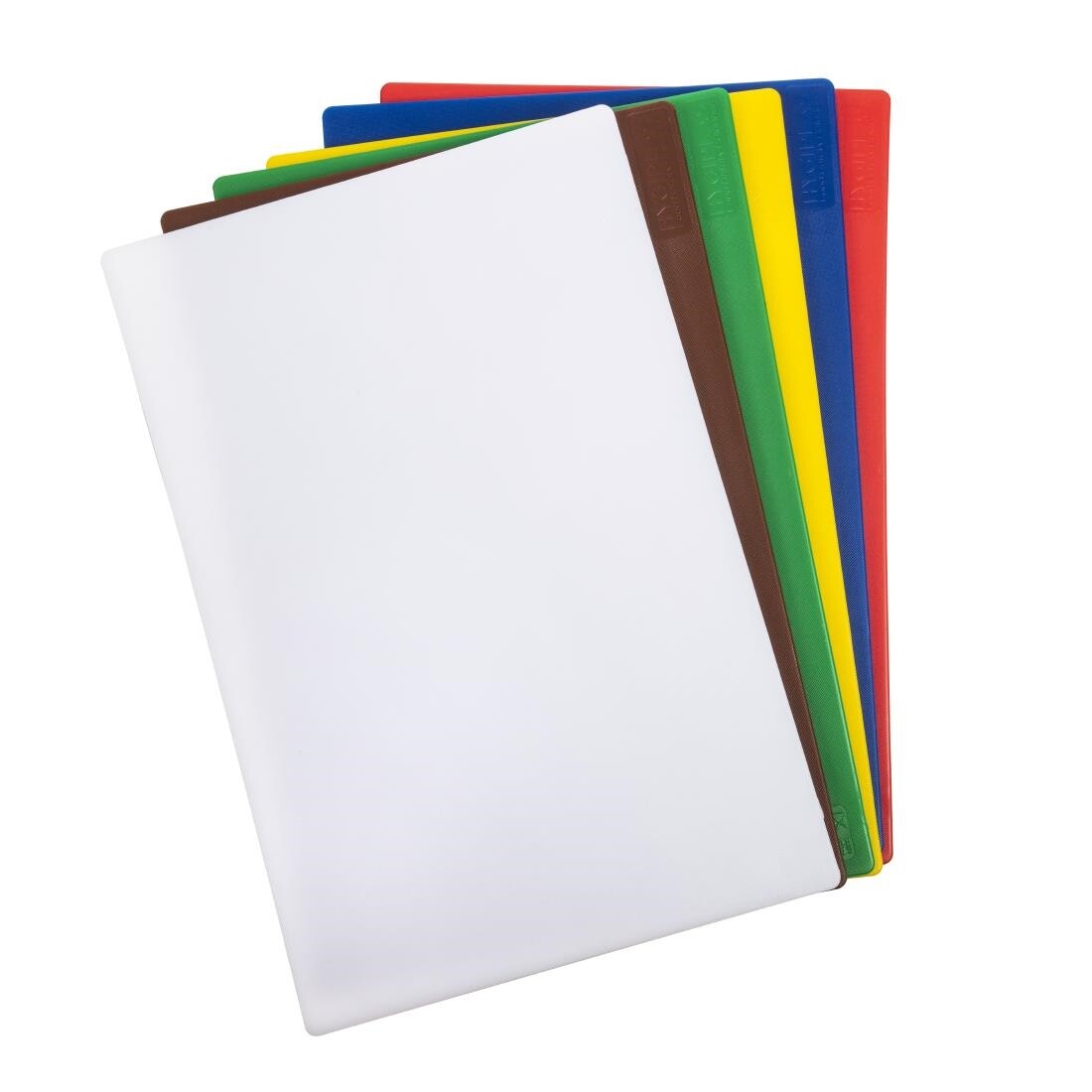 Hygiplas Standard Low Density Chopping Board Set with Rack