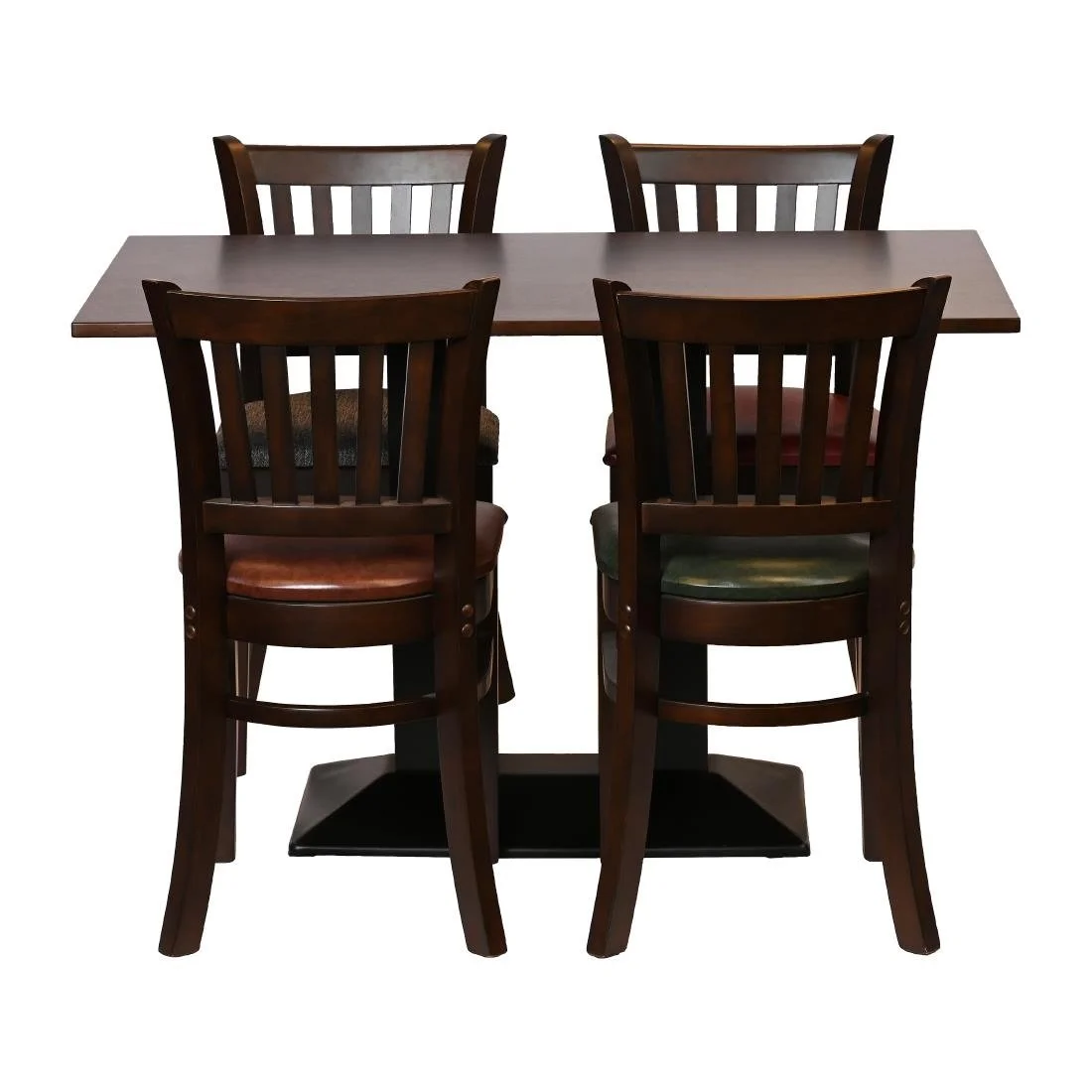 Turin Dining Table with 4 Manhattan Chairs in Dark Walnut with Shetland Scarlett - Image 2