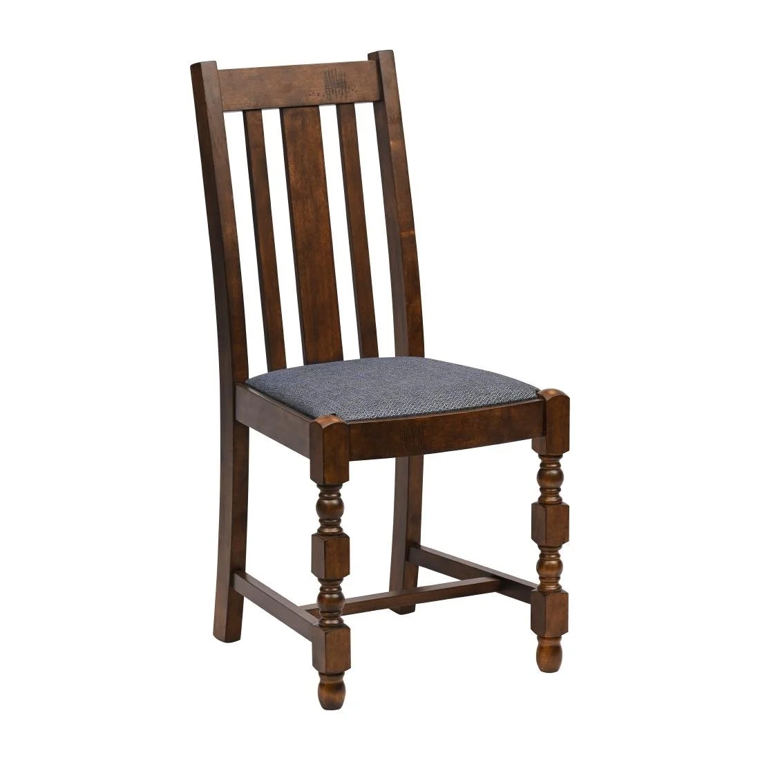 Thame Dining Chairs in Vintage Wood with Shetland Sea Seat (6 Pack) - Image 1