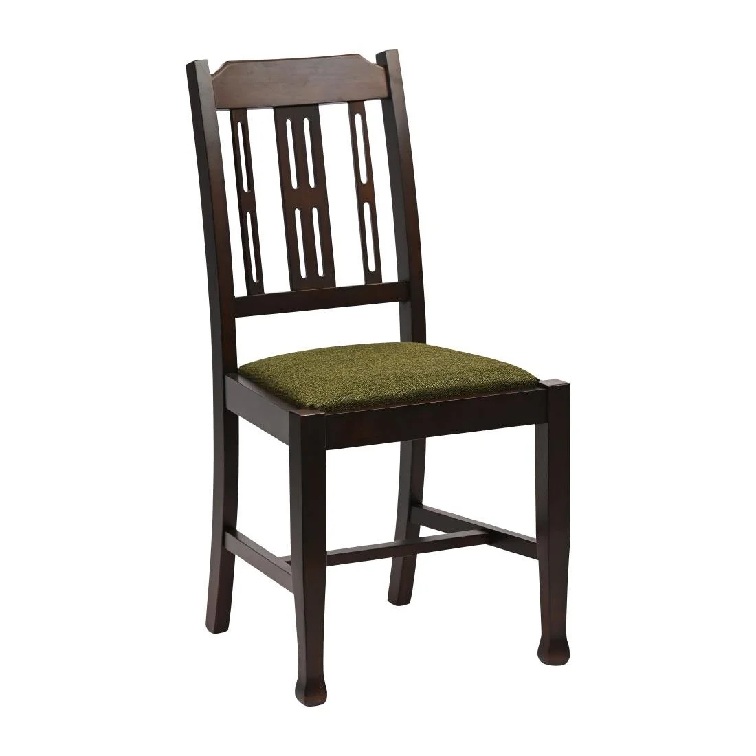 Lattice Back Dining Chairs in Dark Walnut with Shetland Forest Seat (6 Pack) - Image 1