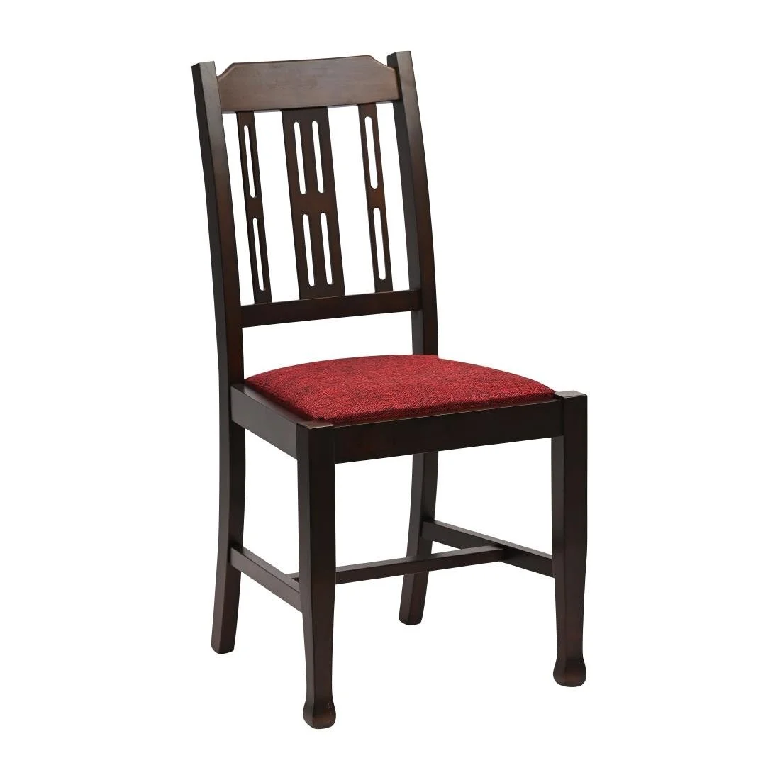 Lattice Back Dining Chairs in Dark Walnut with Shetland Scarlett Seat (6 Pack) - Image 1