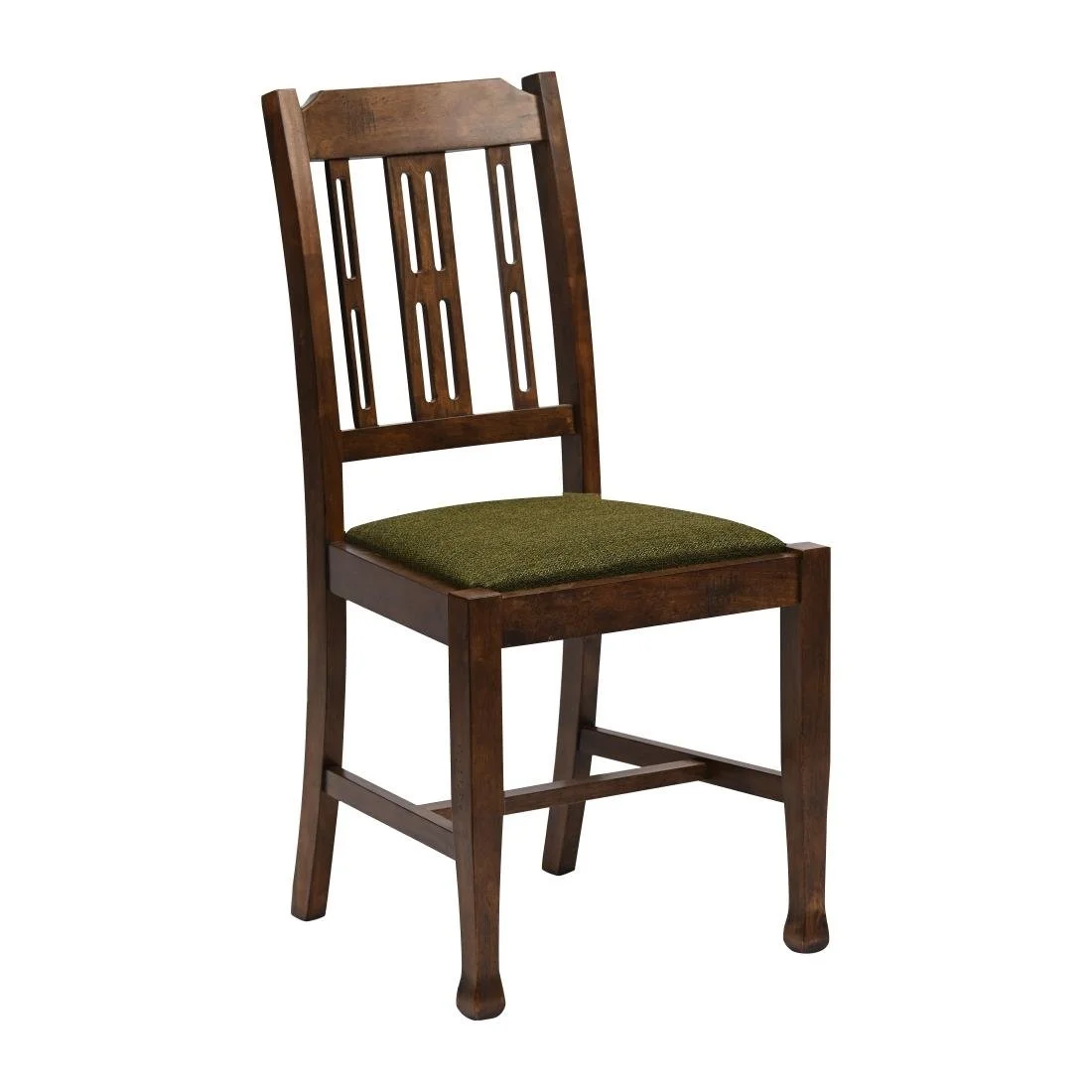 Lattice Back Dining Chairs in Vintage Wood with Shetland Forest Seat (6 Pack) - Image 1