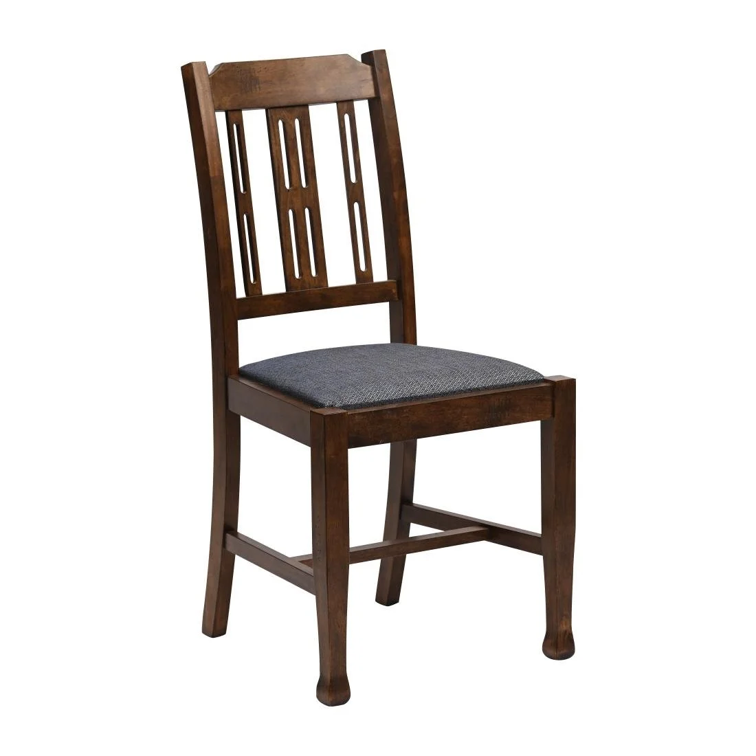 Lattice Back Dining Chairs in Vintage Wood with Shetland Sea Seat (6 Pack) - Image 1