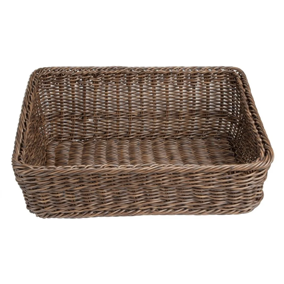 Olympia Polywicker Rectangular Display Basket Dark Brown 525x385mm - Image 1