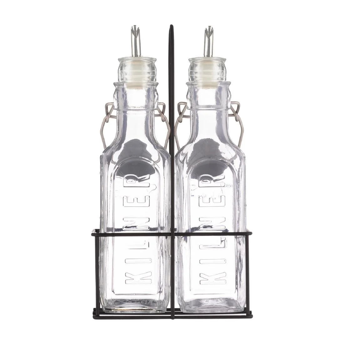 Kilner Oil Bottles and Metal Rack 300ml (2 Pack) - Image 1