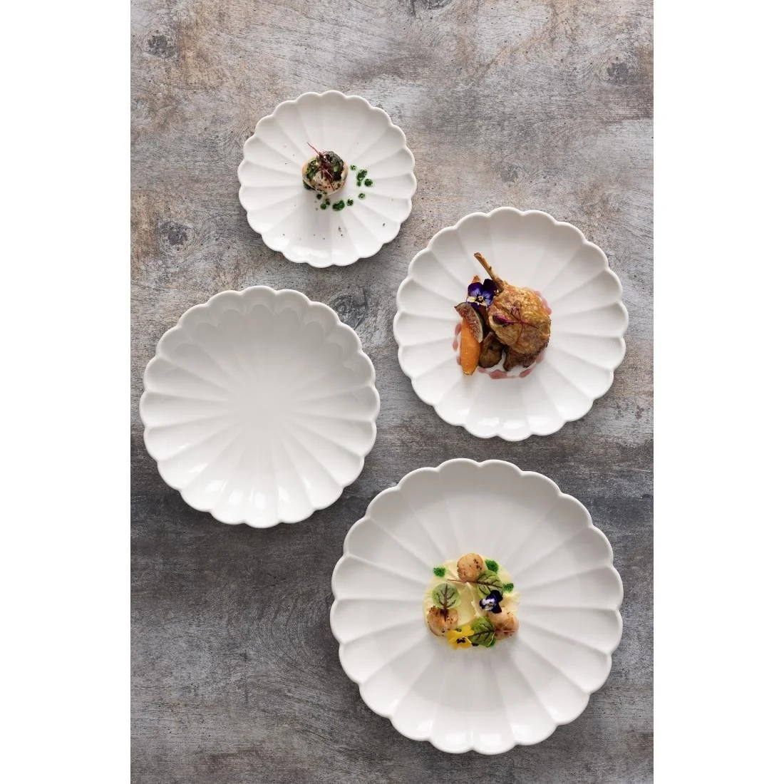 Olympia Bloom Scalloped Plates White 276mm (4 Pack) - Image 2