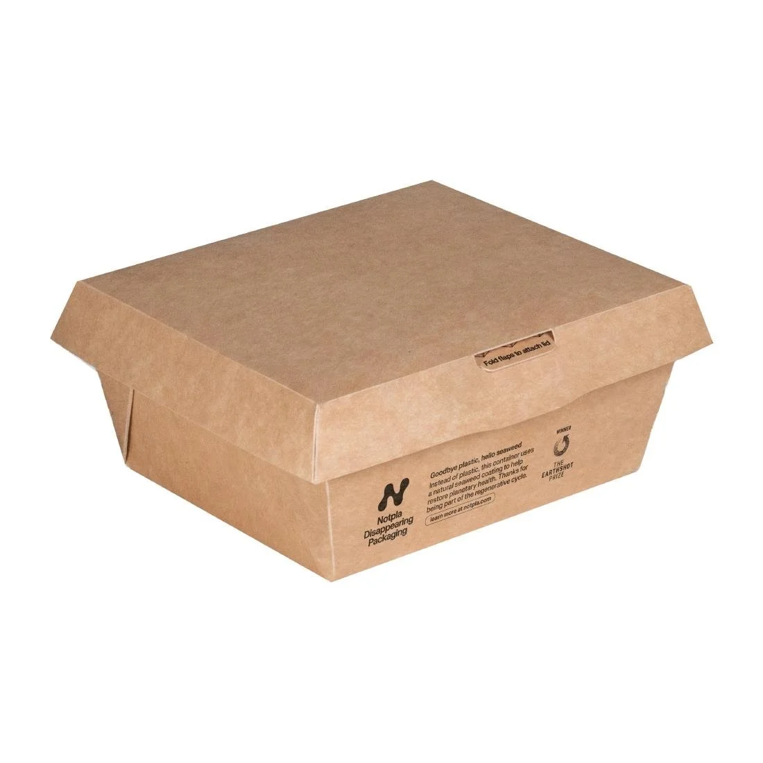Notpla Clip & Close Food Boxes 800ml - Kraft (260 Pack) - Image 1