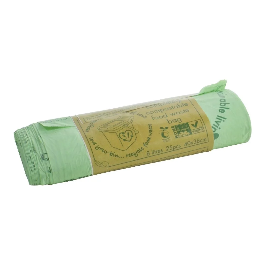 Vegware Compostable Food Caddy Bin Bags 8Ltr (25 Pack) - Image 1