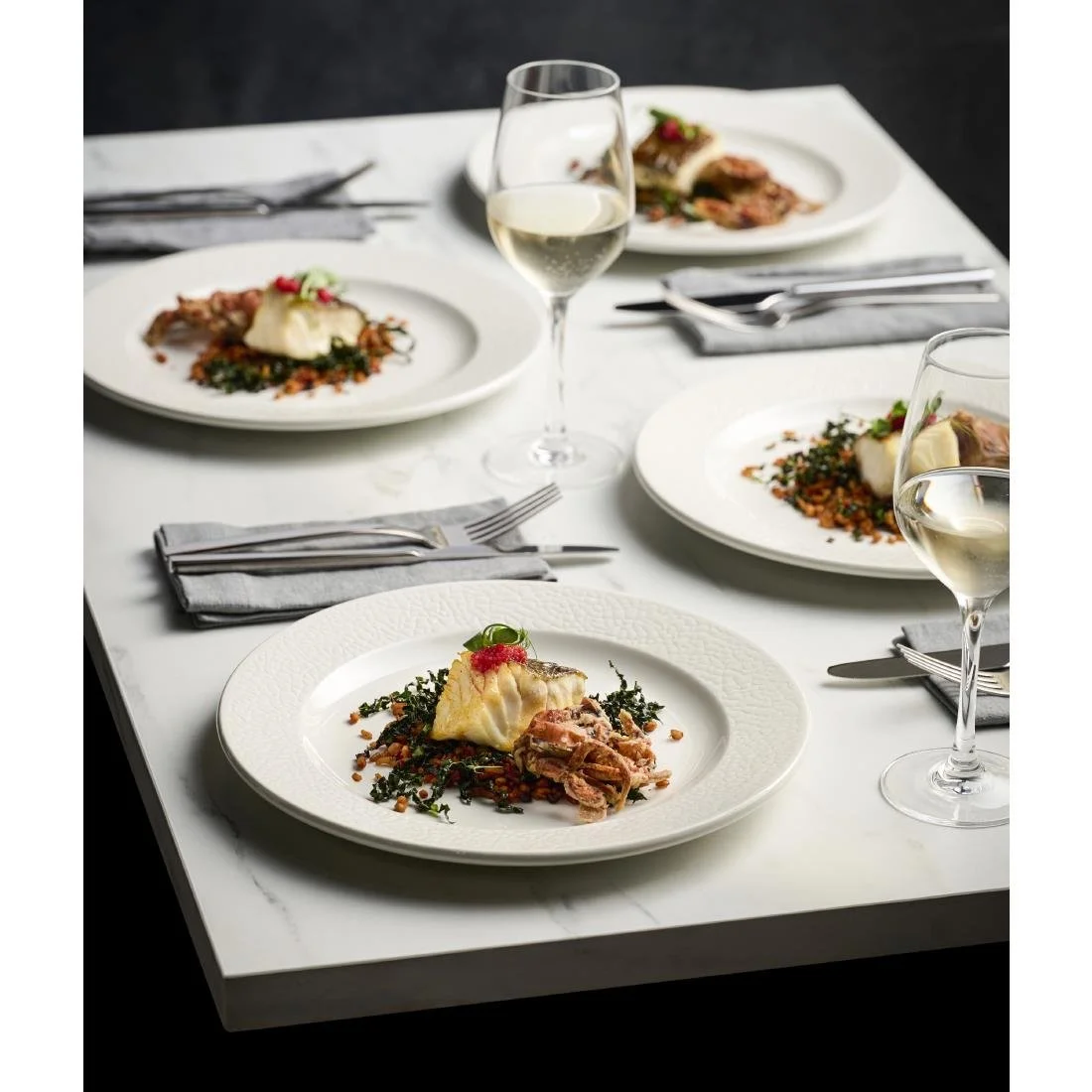 Churchill Viana Rimmed Bowls White 249ml (12 Pack) - Image 6