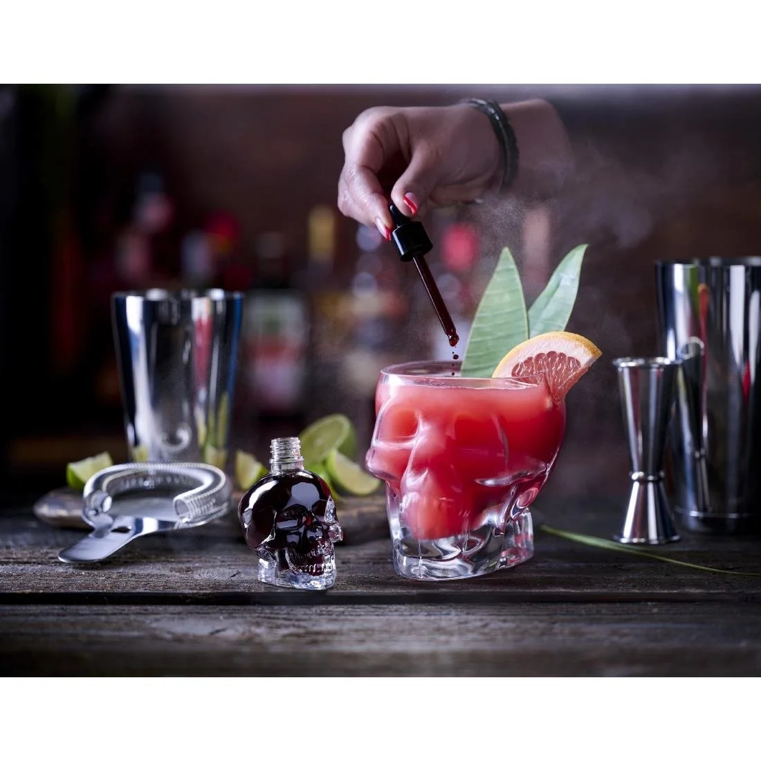 Skull Glass Bitter Bottle with dropper - 60ml (B2B) - Image 2