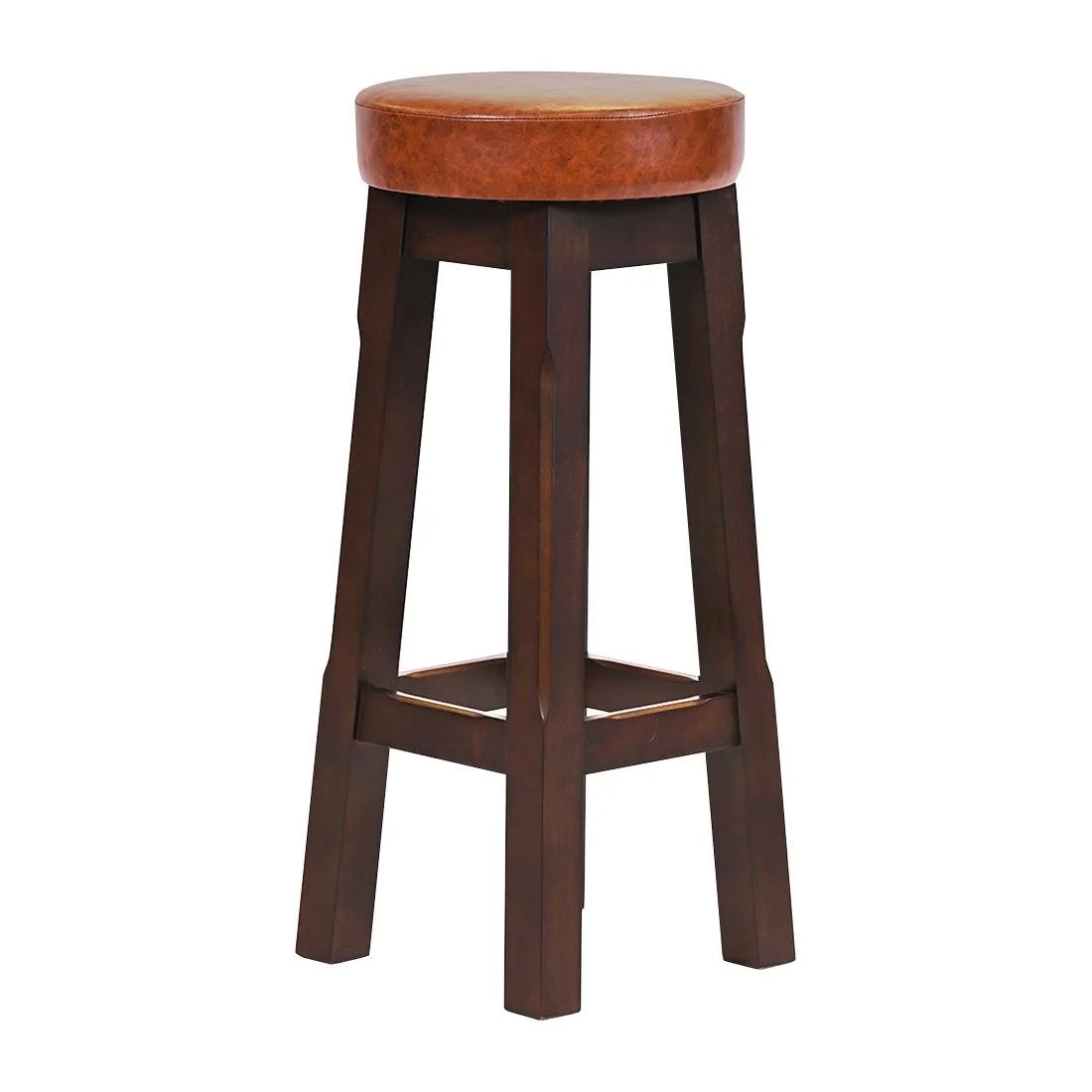 Everyday Wessex Dark Walnut High Stool with Bison Tan Seat (2 Pack) - Image 2