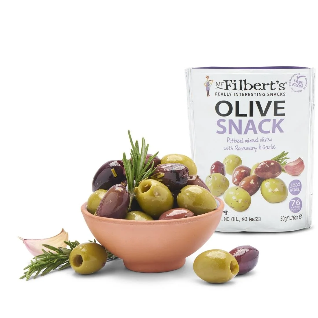 Mr Filbert's Grab and Go Rosemary & Garlic Olives (12 x 50g) - Image 3